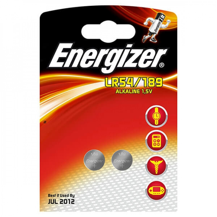 Energizer Button Cell LR54, Alkaline, 2 Piece, Silver