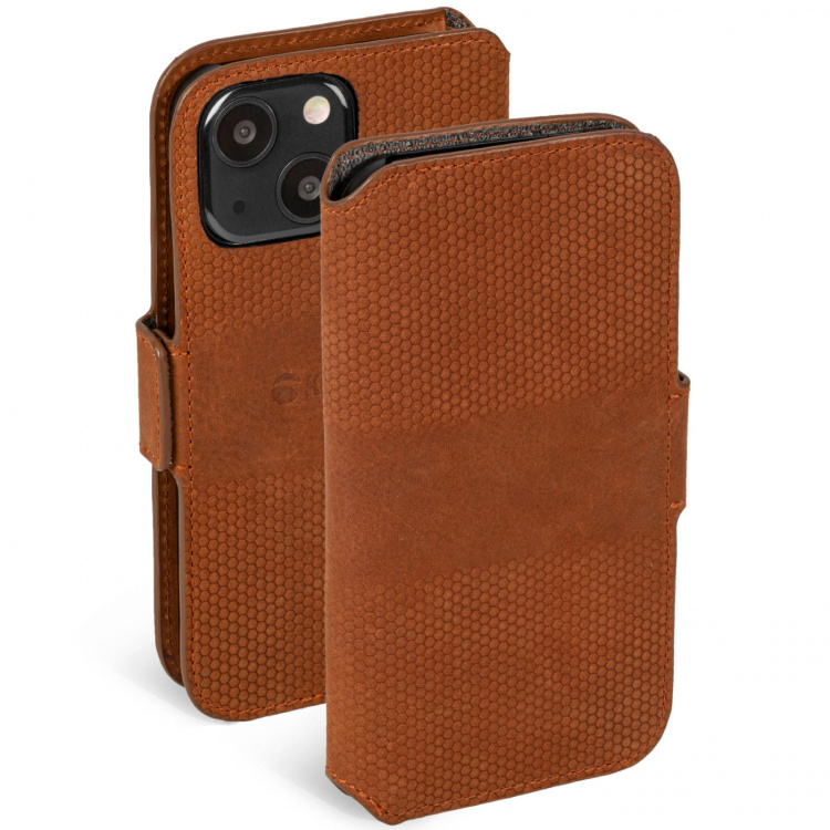 Krusell Leather Phone Wallet iPhone 13 Mini Cognac Krusell Leather Phone Wallet iPhone 13 Mini Cognac