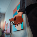 Krusell Leather Phone Wallet iPhone 13 Mini Cognac Krusell Leather Phone Wallet iPhone 13 Mini Cognac