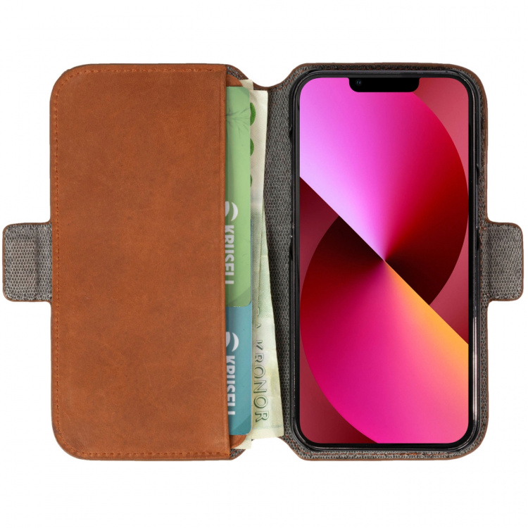 Krusell Leather Phone Wallet iPhone 13 Cognac Krusell Leather Phone Wallet iPhone 13 Cognac