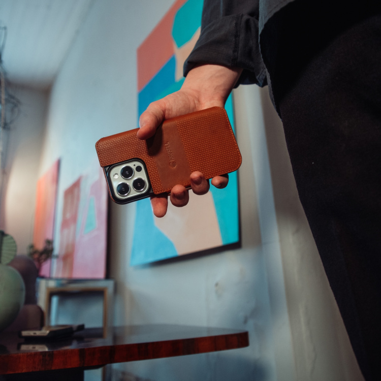 Krusell Leather Phone Wallet iPhone 13 Cognac Krusell Leather Phone Wallet iPhone 13 Cognac