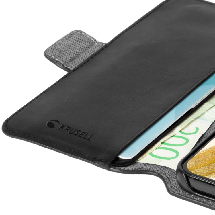 Krusell Leather Phone Wallet Galaxy S22 Black Krusell Leather Phone Wallet Galaxy S22 Black