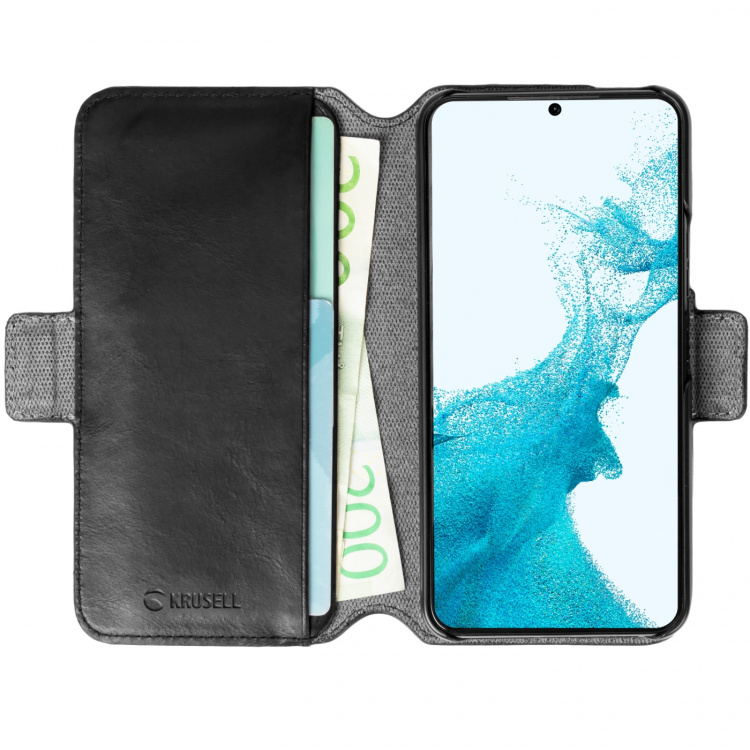 Krusell Leather Phone Wallet Galaxy S22+ Black Krusell Leather Phone Wallet Galaxy S22+ Black