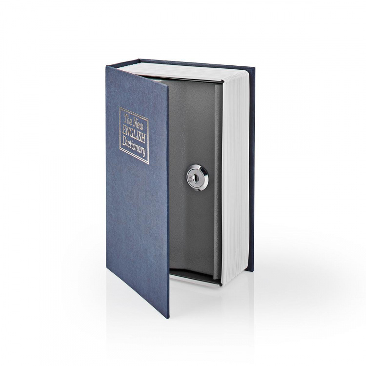 Nedis Vault | Book Safe | Key Lock | Indoor | Small | Inner volume: 0.86 l | 2 Keys Included | Blue / Silver