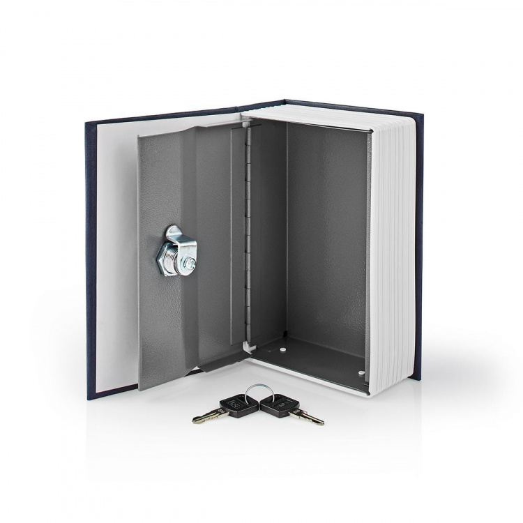 Nedis Vault | Book Safe | Key Lock | Indoor | Small | Inner volume: 0.86 l | 2 Keys Included | Blue / Silver