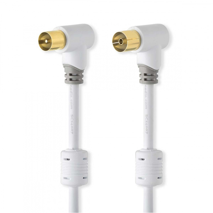 Nedis Coax Cable | IEC (Coax) Male | IEC (Coax) Female | Gold Plated | 100 dB | 75 Ohm | Double Shielded | 5.00 m | Round | PVC | White | Box
