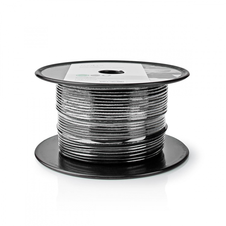 Nedis Coax Cable On Reel | RG174 | 50 Ohm | Single Shielded | ECA | 100.0 m | Coax | PVC | Black | Reel