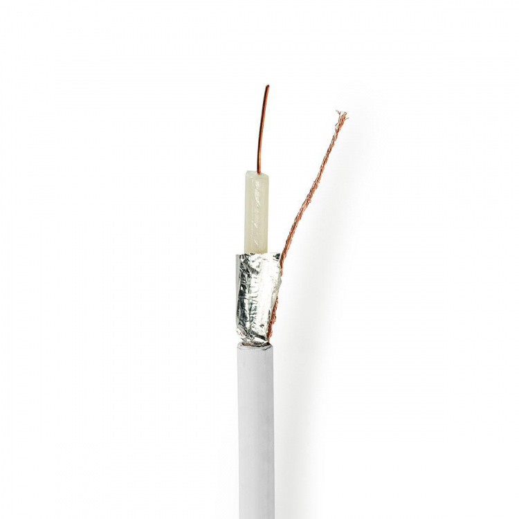Nedis Coax Cable On Reel | Coax 12 | 75 Ohm | Double Shielded | ECA | 100.0 m | Coax | PVC | White | Reel