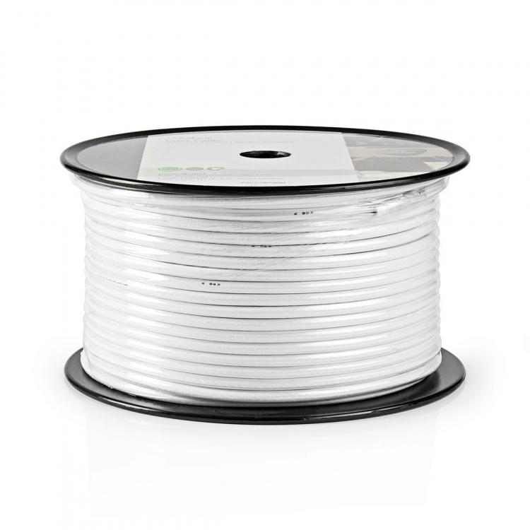 Nedis Coax Cable On Reel | Coax 12 | 75 Ohm | Double Shielded | ECA | 100.0 m | Coax | PVC | White | Reel