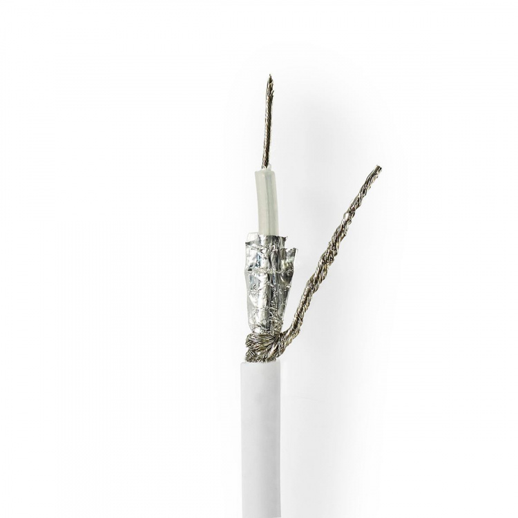 Nedis Coax Cable On Reel | RG58C/U | 50 Ohm | Double Shielded | ECA | 100.0 m | Coax | PVC | White | Reel