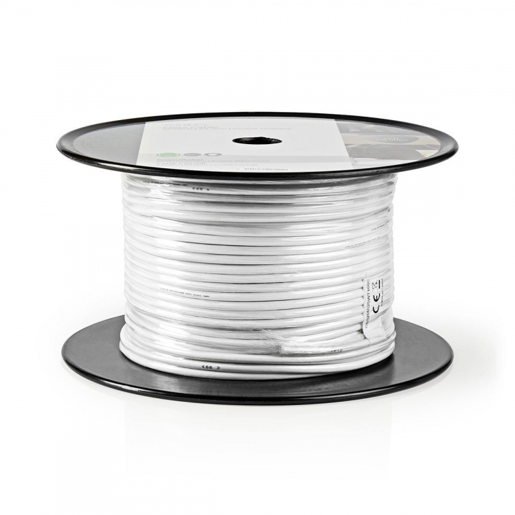 Nedis Coax Cable On Reel | RG58C/U | 50 Ohm | Double Shielded | ECA | 100.0 m | Coax | PVC | White | Reel