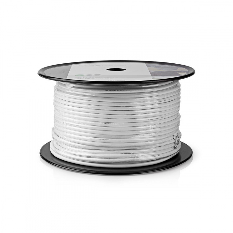 Nedis Coax Cable On Reel | RG59U | 75 Ohm | Double Shielded | ECA | 100.0 m | Coax | PVC | White | Reel