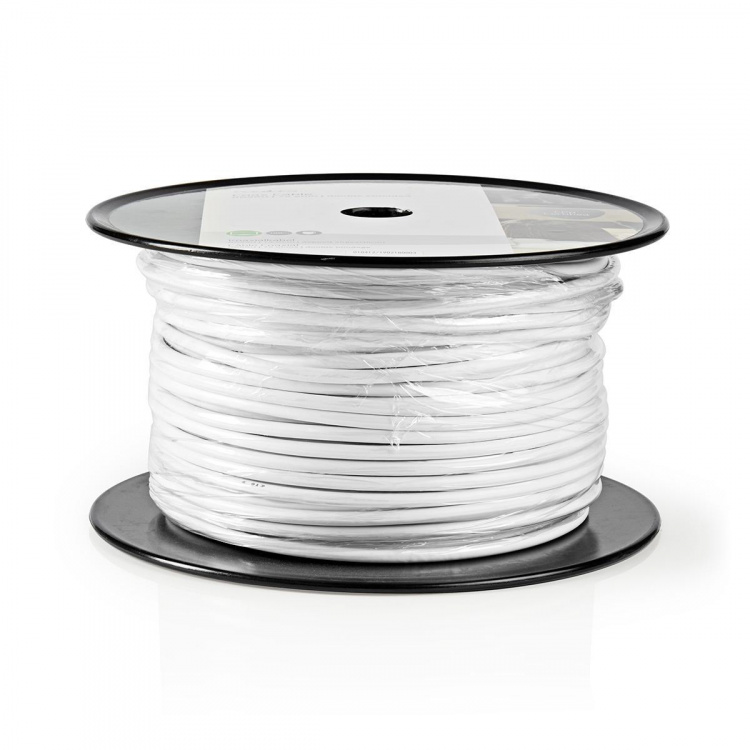 Nedis Coax Cable On Reel | RG59U | 75 Ohm | Double Shielded | ECA | 100.0 m | Coax | PVC | White | Reel