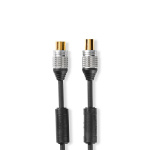 Nedis Coax Cable | IEC (Coax) Male | IEC (Coax) Female | Gold Plated | 75 Ohm | Double Shielded | 10.0 m | Round | PVC | Anthracite | Clamshell Nedis Coax Cable | IEC (Coax) Male | IEC (Coax) Female | Gold Plated | 75 Ohm | Double Shielded | 10.0 m | Round | PVC | Anthracite | Clamshell