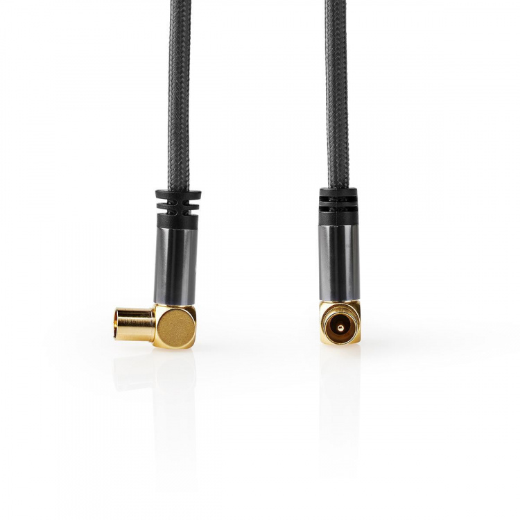Nedis Coax Cable | IEC (Coax) Male | IEC (Coax) Female | Gold Plated | 75 Ohm | Quad Shielded | 5.00 m | Round | Cotton | Grey / Gun Metal Grey | Cover Window Box Nedis Coax Cable | IEC (Coax) Male | IEC (Coax) Female | Gold Plated | 75 Ohm | Quad Shielded | 5.00 m | Round | Cotton | Grey / Gun Metal Grey | Cover Window Box