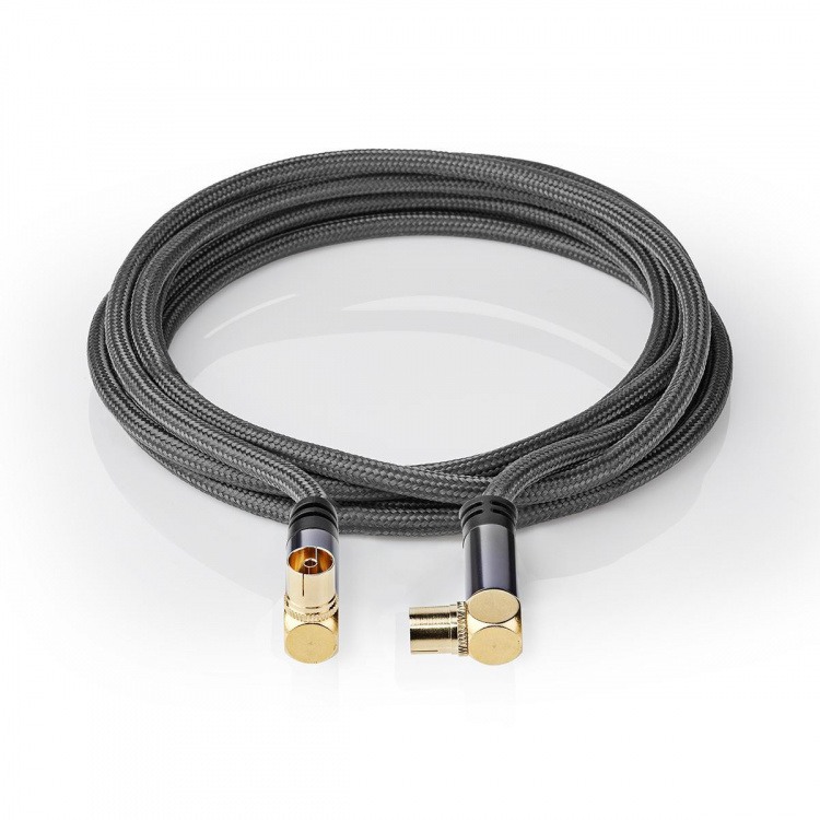 Nedis Coax Cable | IEC (Coax) Male | IEC (Coax) Female | Gold Plated | 75 Ohm | Quad Shielded | 5.00 m | Round | Cotton | Grey / Gun Metal Grey | Cover Window Box Nedis Coax Cable | IEC (Coax) Male | IEC (Coax) Female | Gold Plated | 75 Ohm | Quad Shielded | 5.00 m | Round | Cotton | Grey / Gun Metal Grey | Cover Window Box