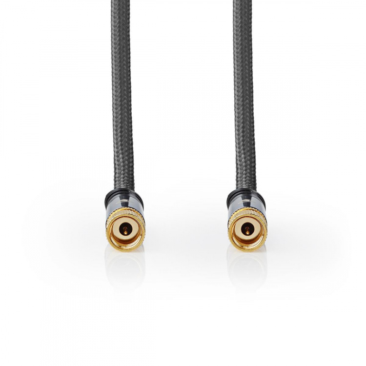 Nedis Satellite & Antenna Cable | F Male | F Male | Gold Plated | 75 Ohm | Quad Shielded | 5.00 m | Round | Cotton | Grey / Gun Metal Grey | Cover Window Box Nedis Satellite & Antenna Cable | F Male | F Male | Gold Plated | 75 Ohm | Quad Shielded | 5.00 m | Round | Cotton | Grey / Gun Metal Grey | Cover Window Box