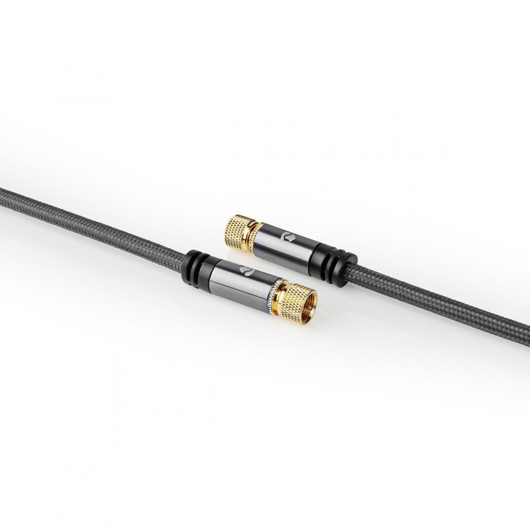 Nedis Satellite & Antenna Cable | F Male | F Male | Gold Plated | 75 Ohm | Quad Shielded | 5.00 m | Round | Cotton | Grey / Gun Metal Grey | Cover Window Box Nedis Satellite & Antenna Cable | F Male | F Male | Gold Plated | 75 Ohm | Quad Shielded | 5.00 m | Round | Cotton | Grey / Gun Metal Grey | Cover Window Box