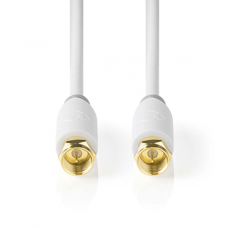 Nedis Satellite & Antenna Cable | F Male | F Male | Gold Plated | 90 dB | 75 Ohm | Single Shielded | 1.00 m | Round | PVC | White | Box