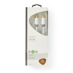 Nedis Satellite & Antenna Cable | F Male | F Male | Gold Plated | 90 dB | 75 Ohm | Single Shielded | 3.00 m | Round | PVC | White | Box Nedis Satellite & Antenna Cable | F Male | F Male | Gold Plated | 90 dB | 75 Ohm | Single Shielded | 3.00 m | Round | PVC | White | Box