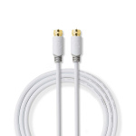 Nedis Satellite & Antenna Cable | F Male | F Male | Gold Plated | 75 Ohm | Single Shielded | 10.0 m | Round | PVC | White | Window Box Nedis Satellite & Antenna Cable | F Male | F Male | Gold Plated | 75 Ohm | Single Shielded | 10.0 m | Round | PVC | White | Window Box