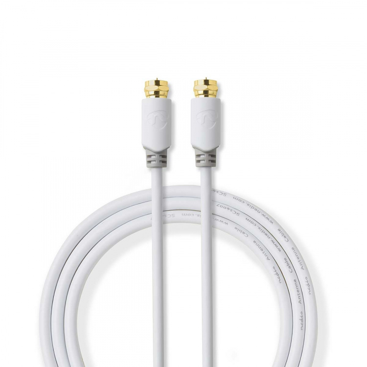 Nedis Satellite & Antenna Cable | F Male | F Male | Gold Plated | 75 Ohm | Single Shielded | 10.0 m | Round | PVC | White | Window Box Nedis Satellite & Antenna Cable | F Male | F Male | Gold Plated | 75 Ohm | Single Shielded | 10.0 m | Round | PVC | White | Window Box