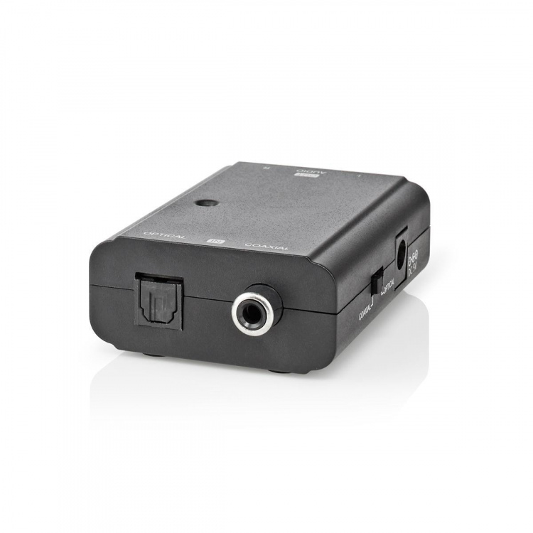 Nedis Digital Audio Converter | 2-way | Audio / video / data connections input: 1x S/PDIF (RCA) Female / 1x Toslink Female | Audio / video / data connections output: 2x RCA Male | Manual | Black