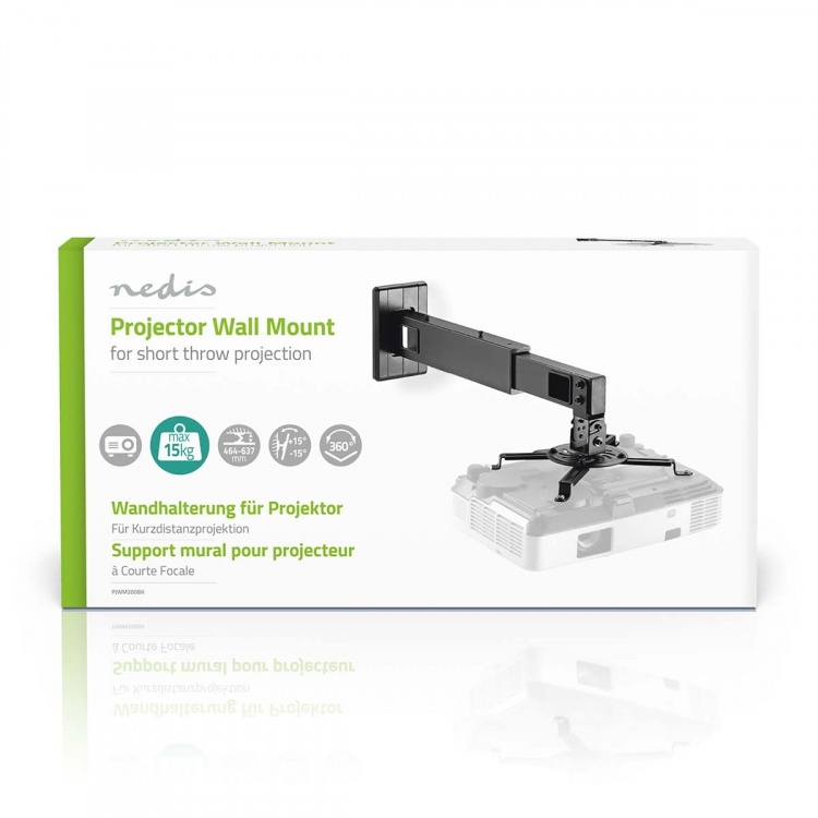 Nedis Projector Mount | Full Motion | 15 kg | Rotatable | Tiltable | Steel | Black