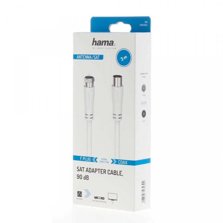 Hama Antenna Cable SAT 90dB F-Coax White 3.0m