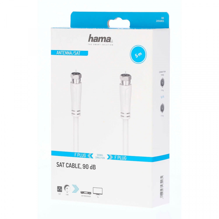 Hama Antenna Cable SAT 90dB F-F White 5.0m