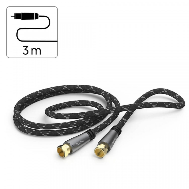 Hama Antenna Cable SAT 120dB F-F Black/Grey 3.0m