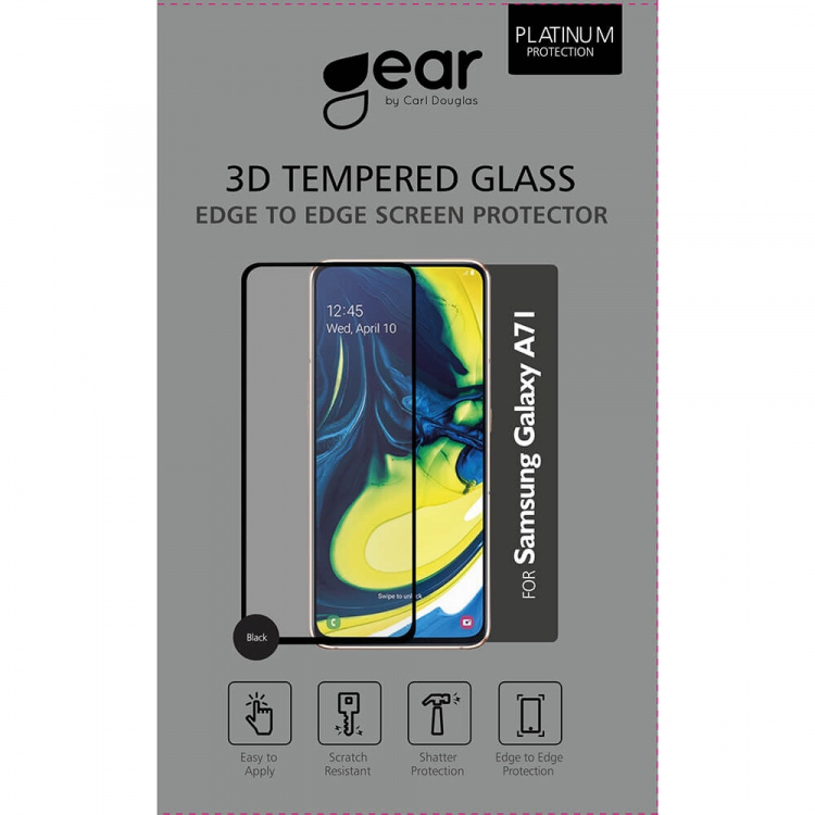 Gear Screen Protector 3D Platinum Curved Glass Black Frame - Samsung A71 / A81 / Note 10 Lite