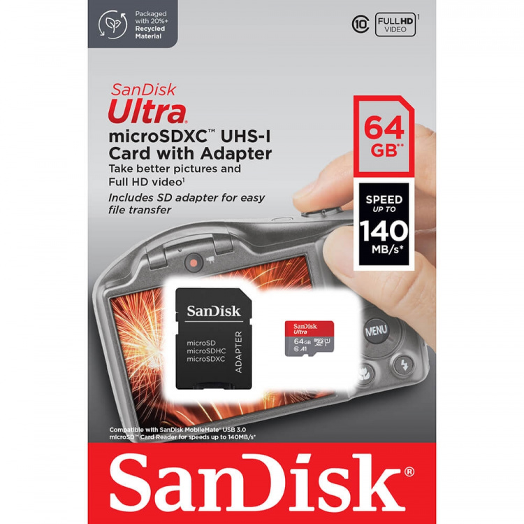 SanDisk MicroSDXC Photo Ultra 64GB 140MB/s UHS-I Adap