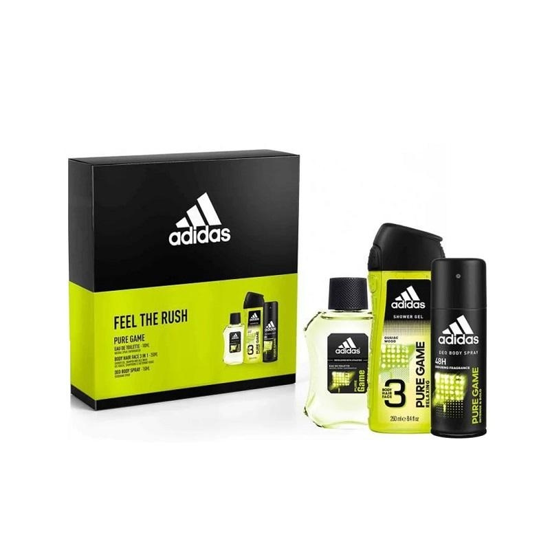 Giftset Adidas Pure Game Edt 100ml Shower Gel 250ml Deo Spray