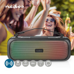 Nedis Bluetooth® Party Boombox | 4.5 hrs | 2.0 | 45 W | Media playback: AUX / USB | IPX5 | Linkable | Carrying handle | Party lights | Black