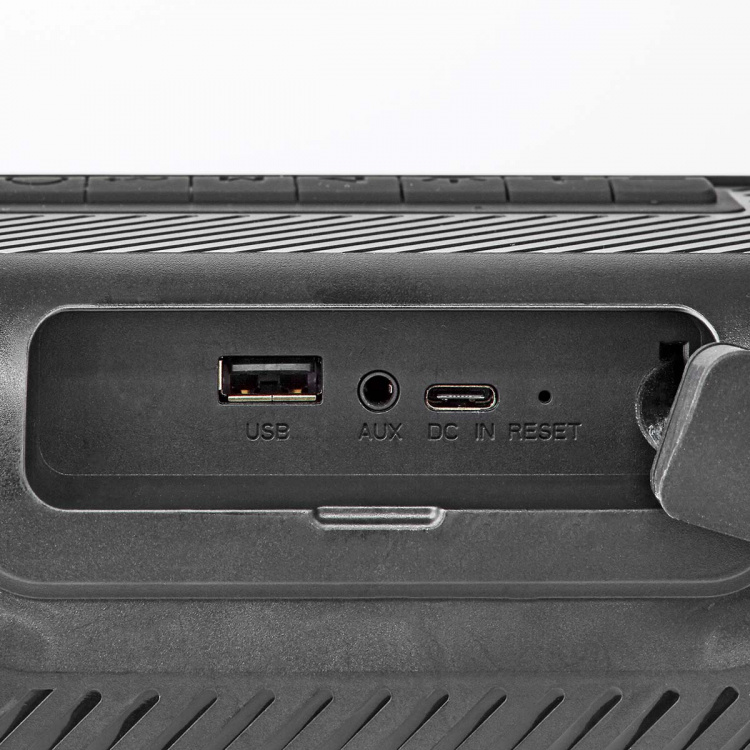 Nedis Bluetooth® Party Boombox | 4.5 hrs | 2.0 | 45 W | Media playback: AUX / USB | IPX5 | Linkable | Carrying handle | Party lights | Black