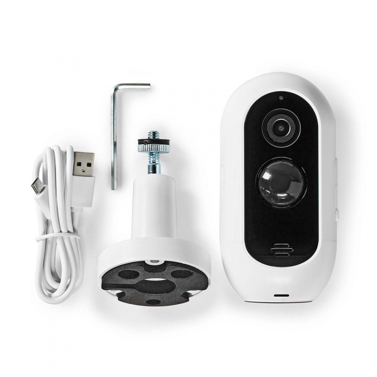Nedis SmartLife Outdoor Camera | Full HD 1080p | IP65 | Max. battery life: 6 Months | Cloud Storage (optional) / microSD (not included) | 5 V DC | With motion sensor | Night vision | White