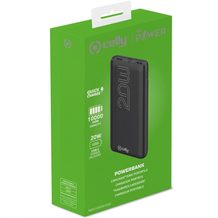 Celly PowerBank PD 20W 10.000 mAh Svart Celly PowerBank PD 20W 10.000 mAh Svart