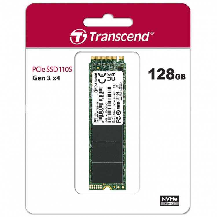 Transcend PCIe M.2 SSD Gen3 x4 NVMe 128Gb (R1500/W550) Transcend PCIe M.2 SSD Gen3 x4 NVMe 128Gb (R1500/W550)