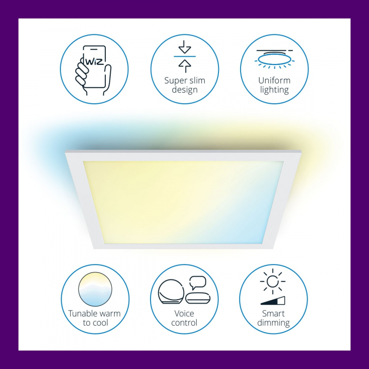 WiZ WiFi Panel Square 36W 3400lm Varm-kallvit