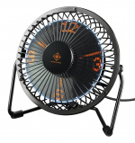DELTACO GAMING USB desktop fan with clock, black