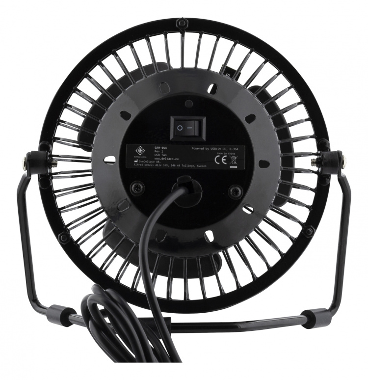 DELTACO GAMING USB desktop fan with clock, black