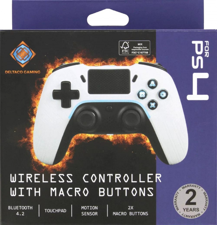 deLTACO GAMING Playstation 4 bluetooth controller, white deLTACO GAMING Playstation 4 bluetooth controller, white
