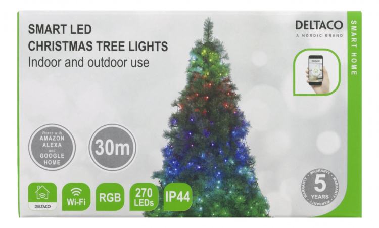 Deltaco Smart home WiFi Tree light,270L,10 strings,RGB,adapter Deltaco Smart home WiFi Tree light,270L,10 strings,RGB,adapter