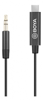 BOYA BY-K2 3.5mm TRS male to USB-C male Audio Adapter, 0.2m, black