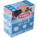 Pyrex Skålar 3set 0,5L 14cm 1,0L 17c