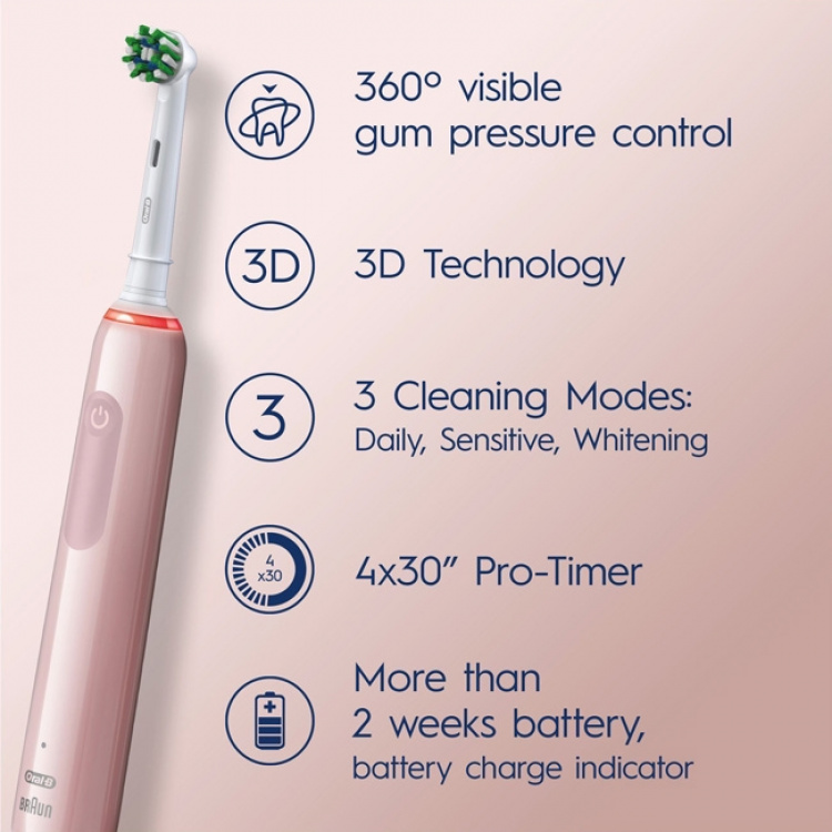 Oral B Eltandborste Pro3 3400N Pink S