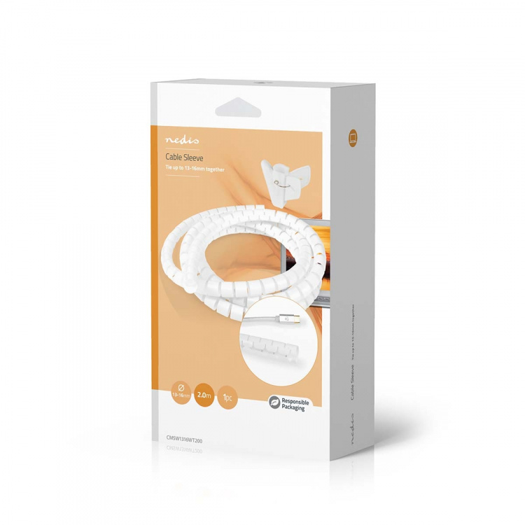 Nedis Cable Management | Spiral Sleeve | 1 pcs | Maximum cable thickness: 16 mm | PE | White