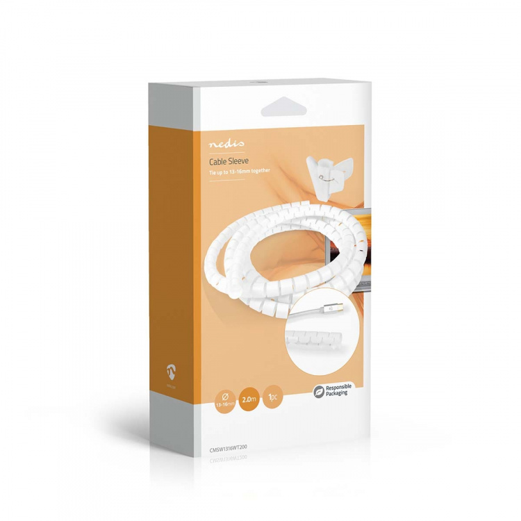 Nedis Cable Management | Spiral Sleeve | 1 pcs | Maximum cable thickness: 16 mm | PE | White
