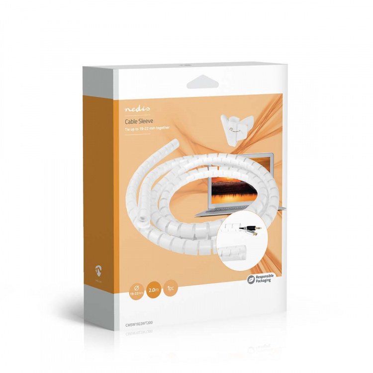 Nedis Cable Management | Spiral Sleeve | 1 pcs | Maximum cable thickness: 22 mm | PE | White
